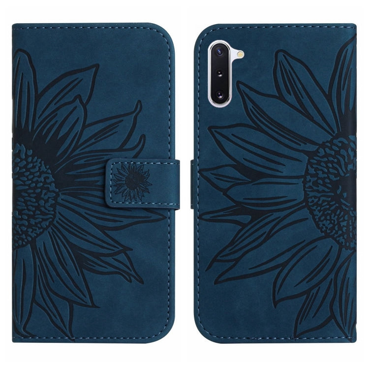 For Samsung Galaxy Note10 Skin Feel Sun Flower Pattern Flip Leather Phone Case with Lanyard