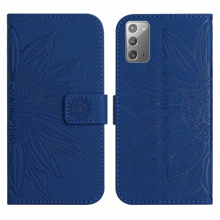 For Samsung Galaxy Note20 Skin Feel Sun Flower Pattern Flip Leather Phone Case with Lanyard