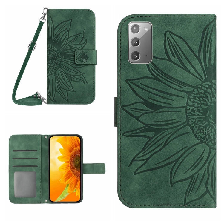 For Samsung Galaxy Note20 Skin Feel Sun Flower Pattern Flip Leather Phone Case with Lanyard