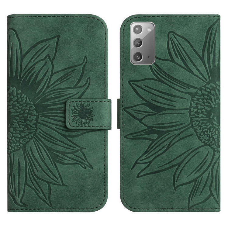 For Samsung Galaxy Note20 Skin Feel Sun Flower Pattern Flip Leather Phone Case with Lanyard