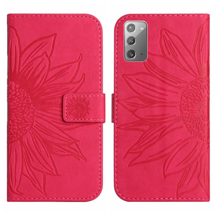 For Samsung Galaxy Note20 Skin Feel Sun Flower Pattern Flip Leather Phone Case with Lanyard