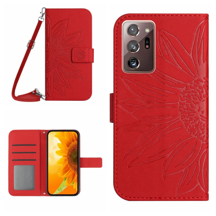 For Samsung Galaxy Note20 Ultra Skin Feel Sun Flower Pattern Flip Leather Phone Case with Lanyard