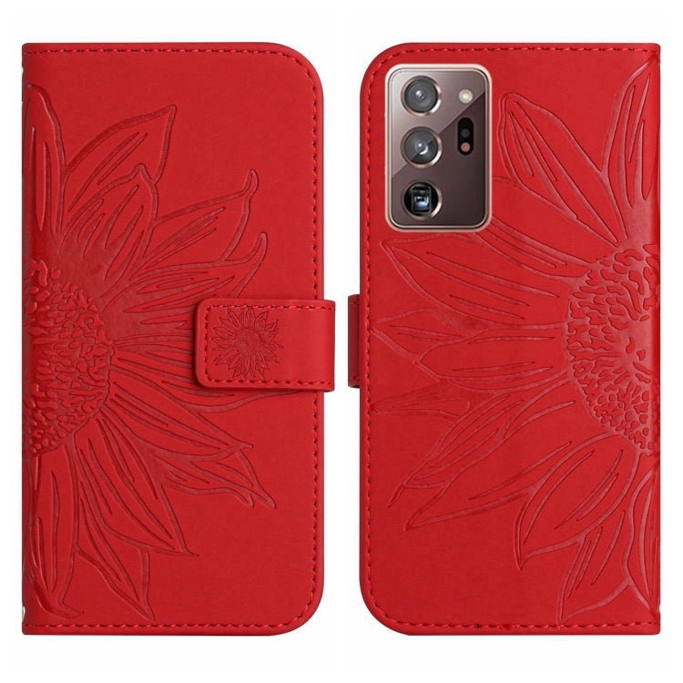 For Samsung Galaxy Note20 Ultra Skin Feel Sun Flower Pattern Flip Leather Phone Case with Lanyard