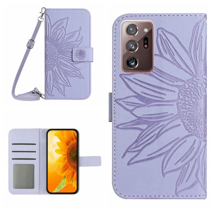 For Samsung Galaxy Note20 Ultra Skin Feel Sun Flower Pattern Flip Leather Phone Case with Lanyard