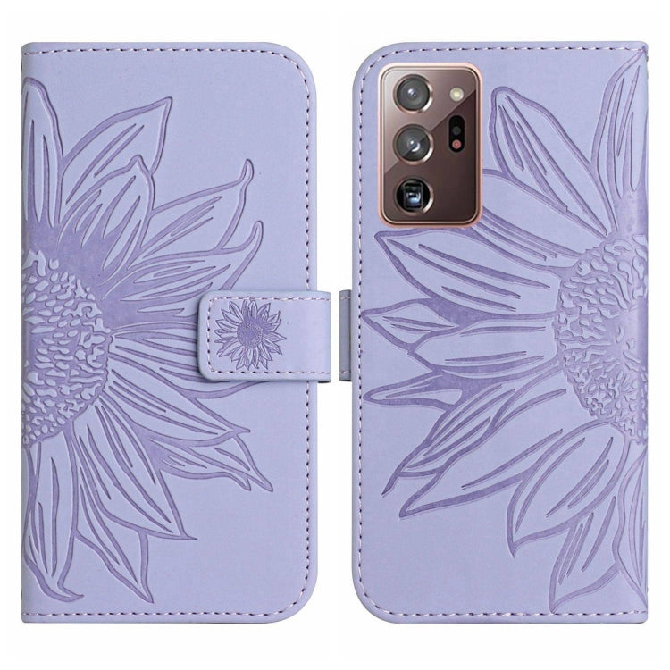 For Samsung Galaxy Note20 Ultra Skin Feel Sun Flower Pattern Flip Leather Phone Case with Lanyard