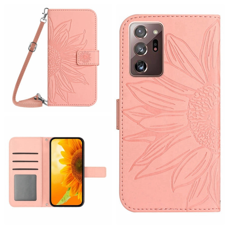 For Samsung Galaxy Note20 Ultra Skin Feel Sun Flower Pattern Flip Leather Phone Case with Lanyard