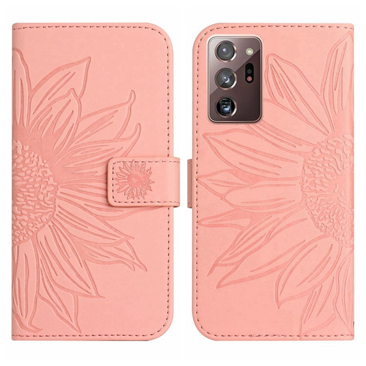 For Samsung Galaxy Note20 Ultra Skin Feel Sun Flower Pattern Flip Leather Phone Case with Lanyard