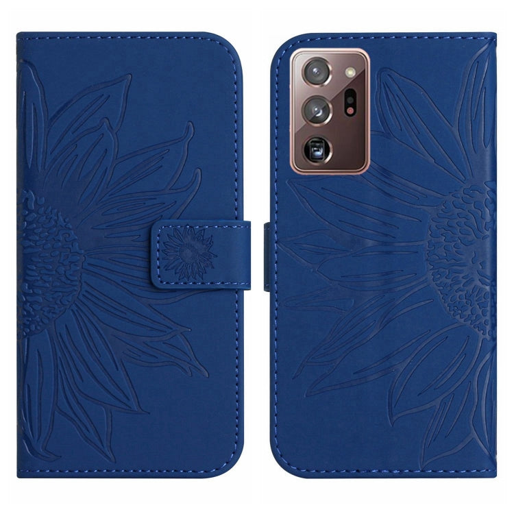 For Samsung Galaxy Note20 Ultra Skin Feel Sun Flower Pattern Flip Leather Phone Case with Lanyard