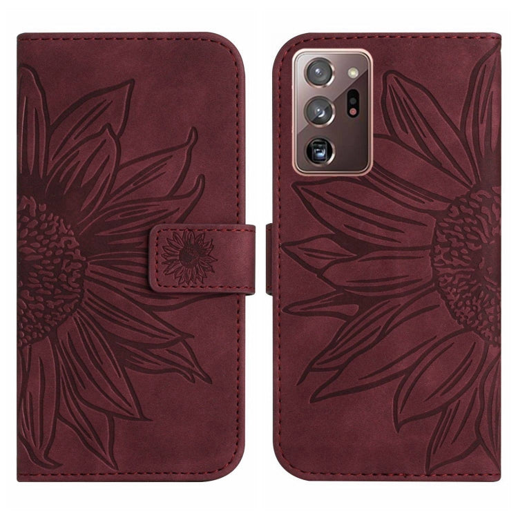 For Samsung Galaxy Note20 Ultra Skin Feel Sun Flower Pattern Flip Leather Phone Case with Lanyard