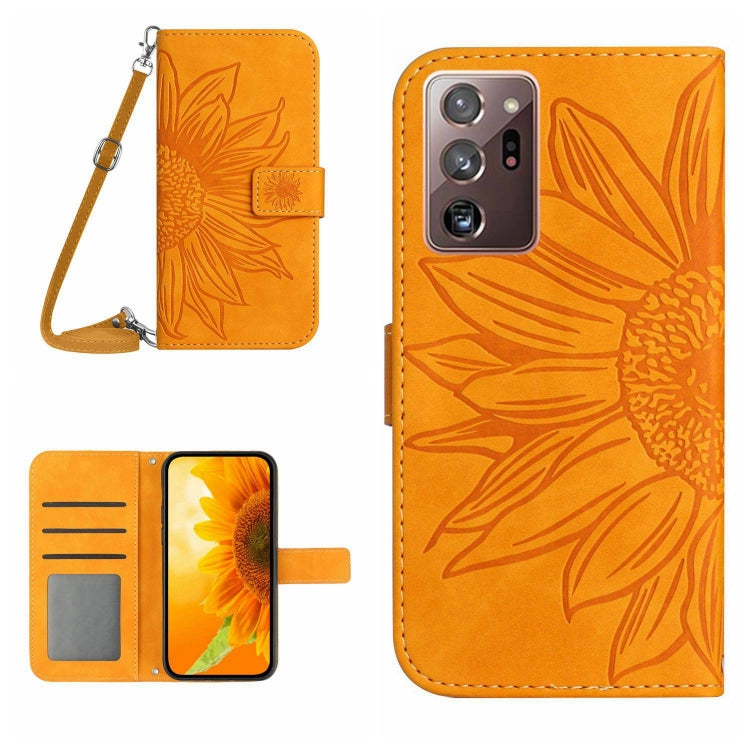 For Samsung Galaxy Note20 Ultra Skin Feel Sun Flower Pattern Flip Leather Phone Case with Lanyard