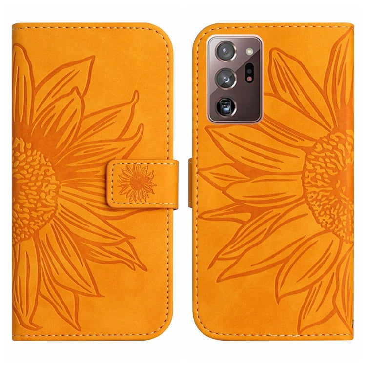 For Samsung Galaxy Note20 Ultra Skin Feel Sun Flower Pattern Flip Leather Phone Case with Lanyard