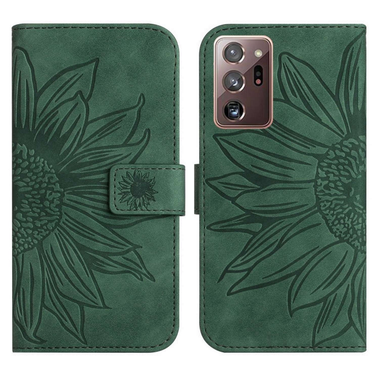 For Samsung Galaxy Note20 Ultra Skin Feel Sun Flower Pattern Flip Leather Phone Case with Lanyard