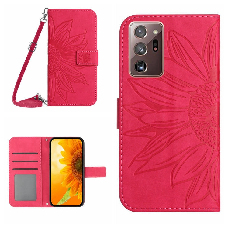 For Samsung Galaxy Note20 Ultra Skin Feel Sun Flower Pattern Flip Leather Phone Case with Lanyard