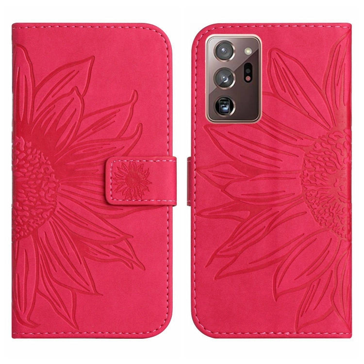 For Samsung Galaxy Note20 Ultra Skin Feel Sun Flower Pattern Flip Leather Phone Case with Lanyard