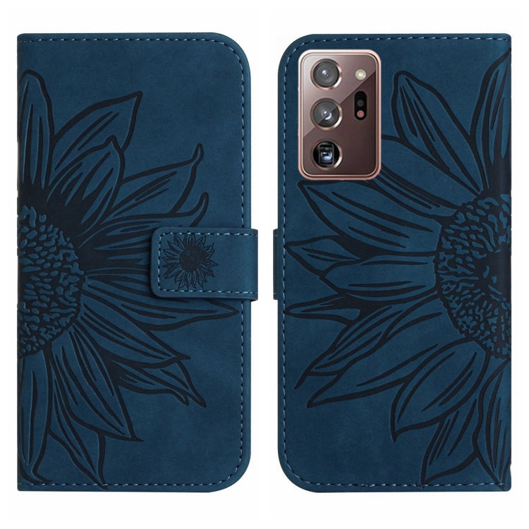 For Samsung Galaxy Note20 Ultra Skin Feel Sun Flower Pattern Flip Leather Phone Case with Lanyard