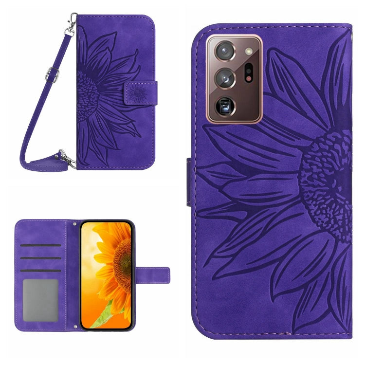 For Samsung Galaxy Note20 Ultra Skin Feel Sun Flower Pattern Flip Leather Phone Case with Lanyard