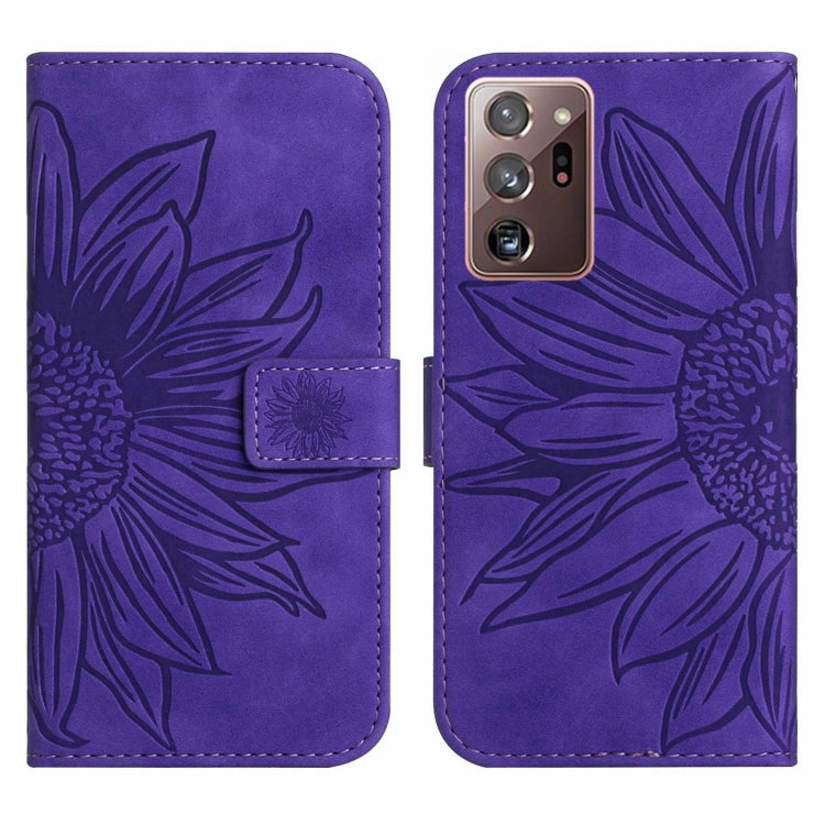 For Samsung Galaxy Note20 Ultra Skin Feel Sun Flower Pattern Flip Leather Phone Case with Lanyard