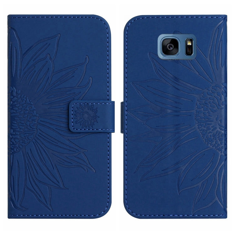 For Samsung Galaxy S7 Edge Skin Feel Sun Flower Pattern Flip Leather Phone Case with Lanyard