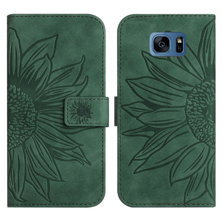 For Samsung Galaxy S7 Edge Skin Feel Sun Flower Pattern Flip Leather Phone Case with Lanyard