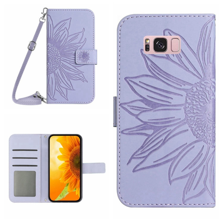 For Samsung Galaxy S8 Skin Feel Sun Flower Pattern Flip Leather Phone Case with Lanyard