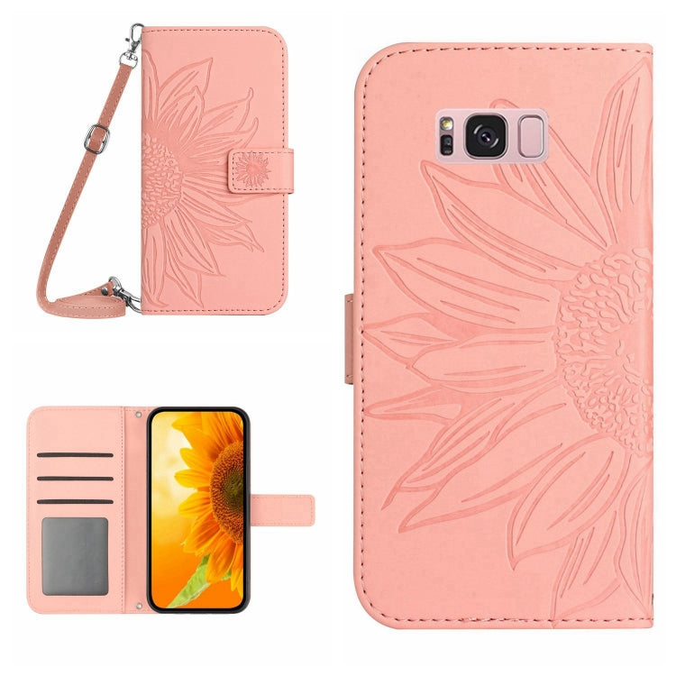 For Samsung Galaxy S8 Skin Feel Sun Flower Pattern Flip Leather Phone Case with Lanyard