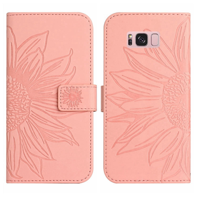 For Samsung Galaxy S8 Skin Feel Sun Flower Pattern Flip Leather Phone Case with Lanyard