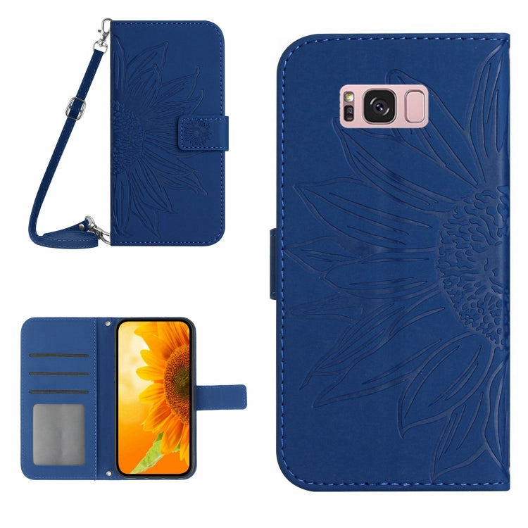 For Samsung Galaxy S8 Skin Feel Sun Flower Pattern Flip Leather Phone Case with Lanyard