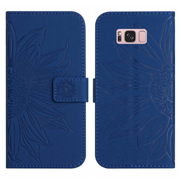For Samsung Galaxy S8 Skin Feel Sun Flower Pattern Flip Leather Phone Case with Lanyard