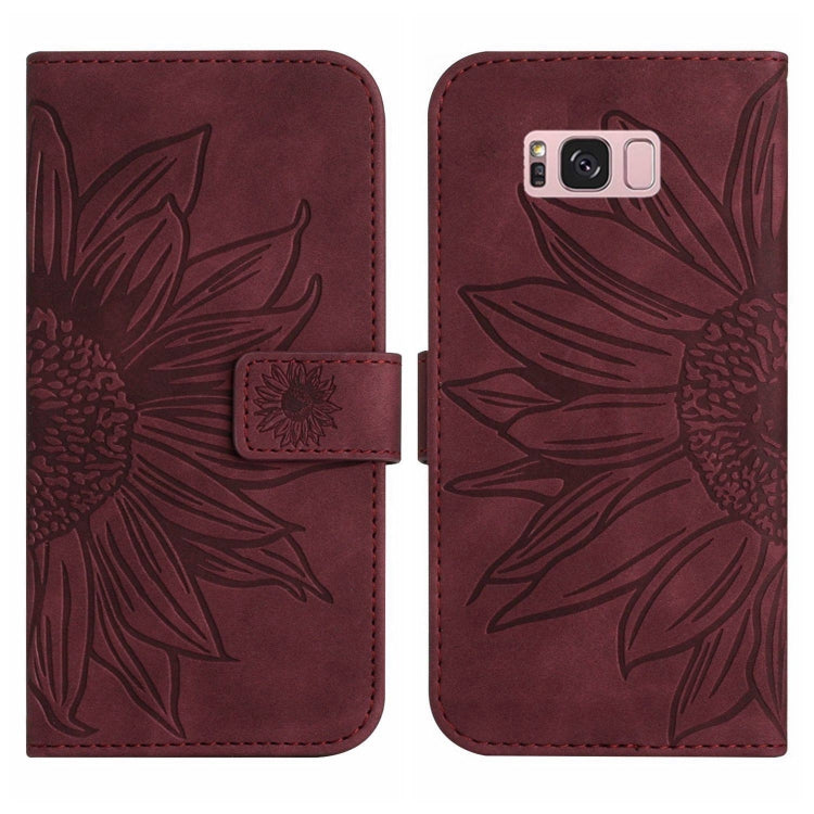 For Samsung Galaxy S8 Skin Feel Sun Flower Pattern Flip Leather Phone Case with Lanyard