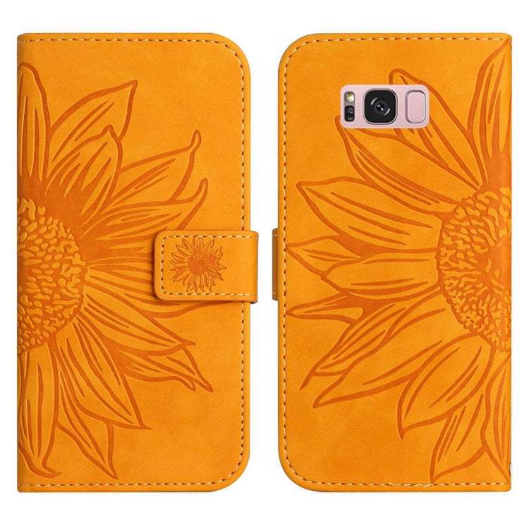 For Samsung Galaxy S8 Skin Feel Sun Flower Pattern Flip Leather Phone Case with Lanyard