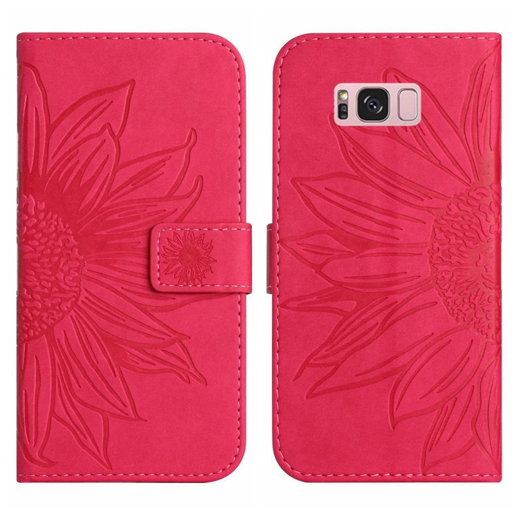 For Samsung Galaxy S8 Skin Feel Sun Flower Pattern Flip Leather Phone Case with Lanyard