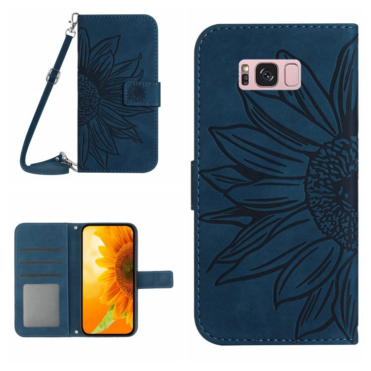 For Samsung Galaxy S8 Skin Feel Sun Flower Pattern Flip Leather Phone Case with Lanyard