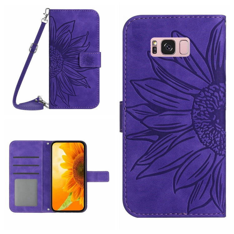 For Samsung Galaxy S8 Skin Feel Sun Flower Pattern Flip Leather Phone Case with Lanyard