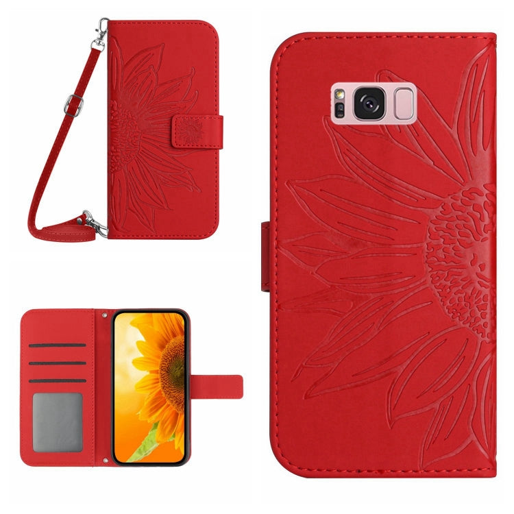 For Samsung Galaxy S8+ Skin Feel Sun Flower Pattern Flip Leather Phone Case with Lanyard