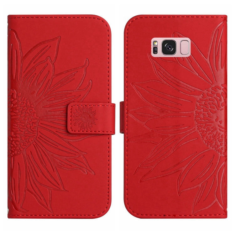 For Samsung Galaxy S8+ Skin Feel Sun Flower Pattern Flip Leather Phone Case with Lanyard
