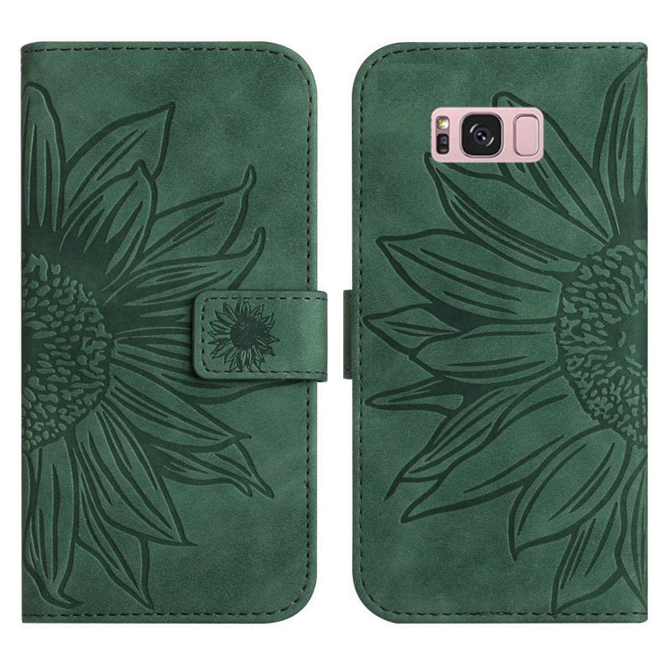 For Samsung Galaxy S8+ Skin Feel Sun Flower Pattern Flip Leather Phone Case with Lanyard