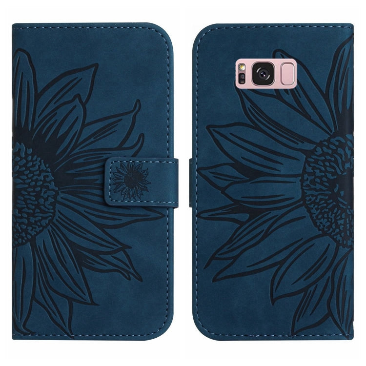 For Samsung Galaxy S8+ Skin Feel Sun Flower Pattern Flip Leather Phone Case with Lanyard