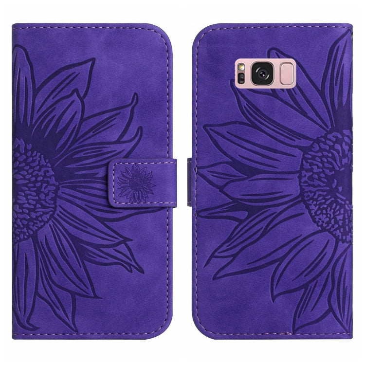 For Samsung Galaxy S8+ Skin Feel Sun Flower Pattern Flip Leather Phone Case with Lanyard