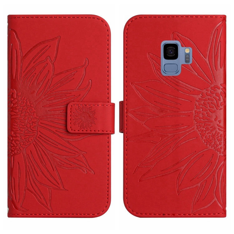 For Samsung Galaxy S9 Skin Feel Sun Flower Pattern Flip Leather Phone Case with Lanyard