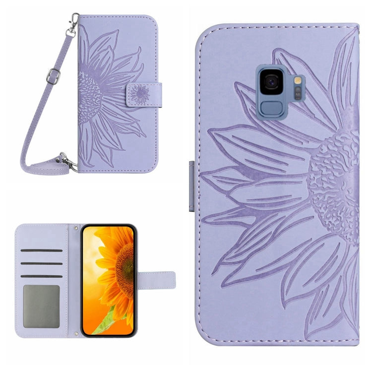 For Samsung Galaxy S9 Skin Feel Sun Flower Pattern Flip Leather Phone Case with Lanyard