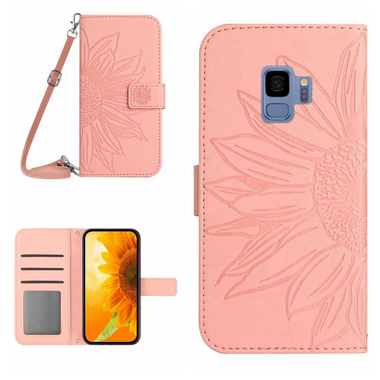 For Samsung Galaxy S9 Skin Feel Sun Flower Pattern Flip Leather Phone Case with Lanyard