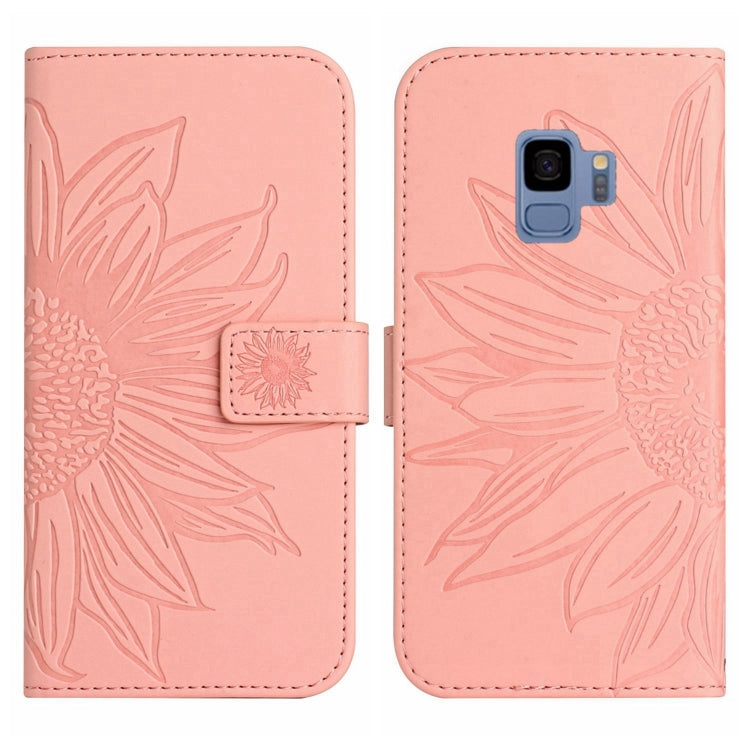 For Samsung Galaxy S9 Skin Feel Sun Flower Pattern Flip Leather Phone Case with Lanyard