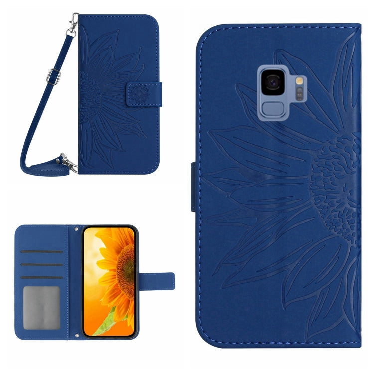 For Samsung Galaxy S9 Skin Feel Sun Flower Pattern Flip Leather Phone Case with Lanyard