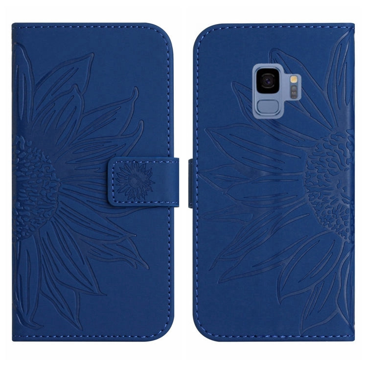 For Samsung Galaxy S9 Skin Feel Sun Flower Pattern Flip Leather Phone Case with Lanyard