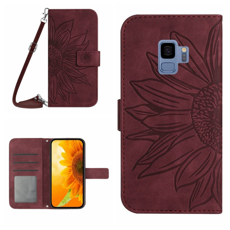 For Samsung Galaxy S9 Skin Feel Sun Flower Pattern Flip Leather Phone Case with Lanyard