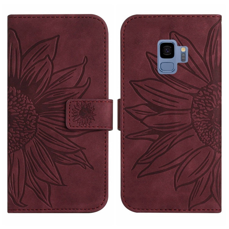 For Samsung Galaxy S9 Skin Feel Sun Flower Pattern Flip Leather Phone Case with Lanyard