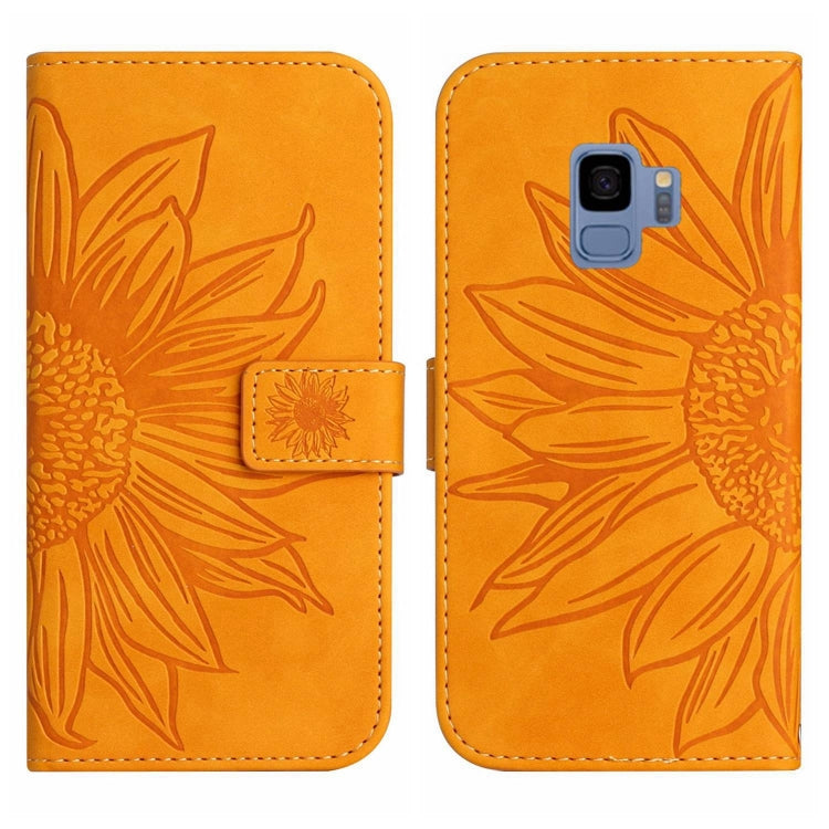 For Samsung Galaxy S9 Skin Feel Sun Flower Pattern Flip Leather Phone Case with Lanyard
