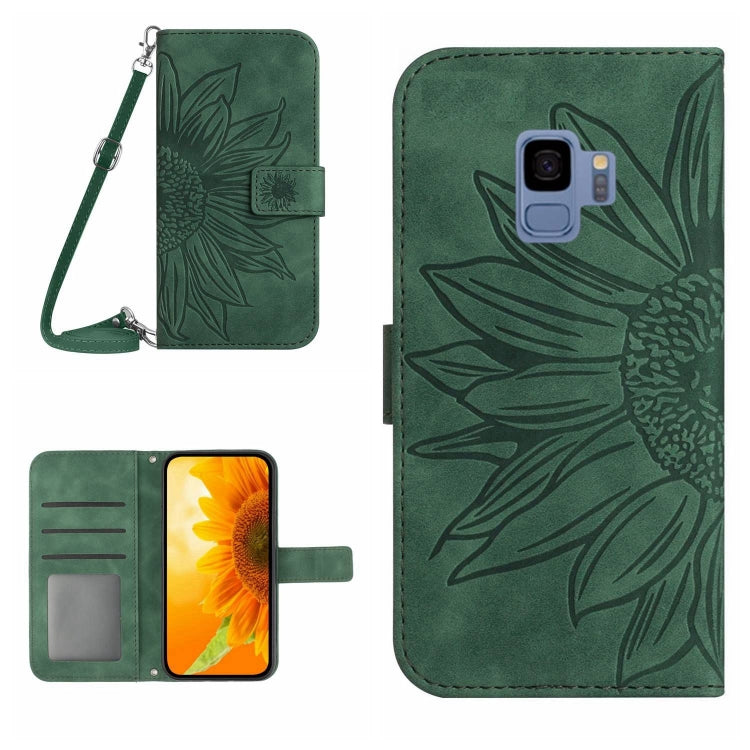 For Samsung Galaxy S9 Skin Feel Sun Flower Pattern Flip Leather Phone Case with Lanyard