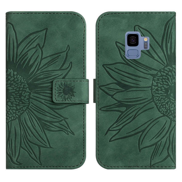 For Samsung Galaxy S9 Skin Feel Sun Flower Pattern Flip Leather Phone Case with Lanyard