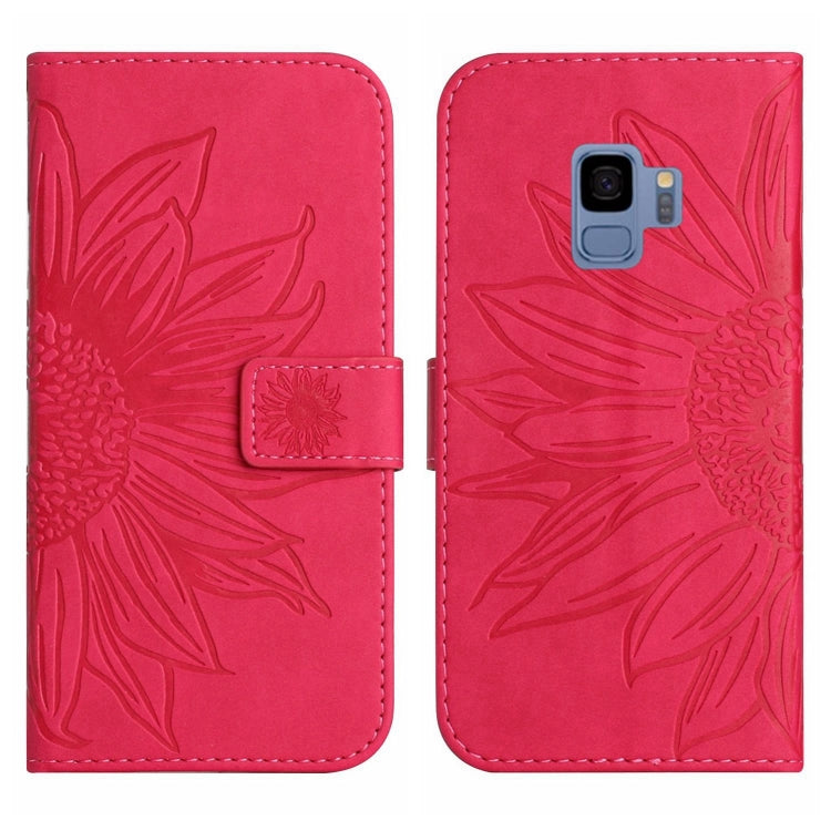 For Samsung Galaxy S9 Skin Feel Sun Flower Pattern Flip Leather Phone Case with Lanyard
